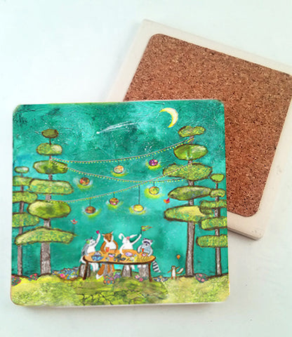 A Forest Feast. absorbent stone coaster