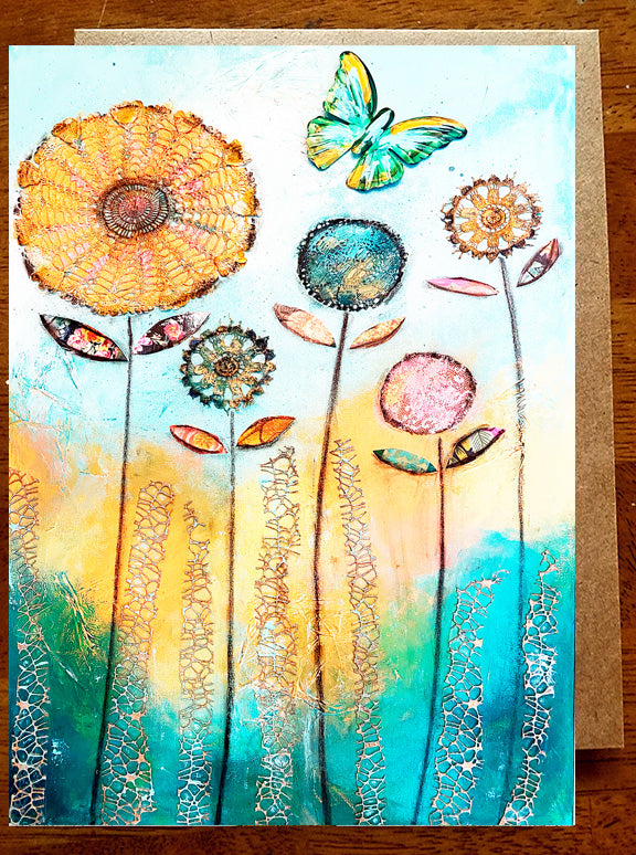 Bloom and Flutter. Greeting Card