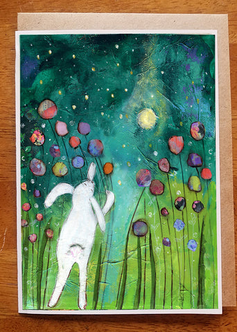 Bunny in the moonlight..... Greeting Card