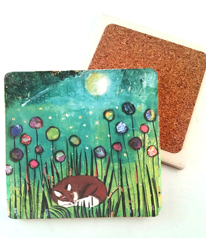 Naptime Fox..... absorbant stone coaster