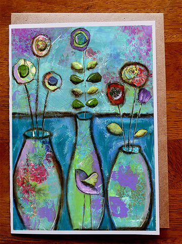 Three Vases by the Sea...... Greeting Card