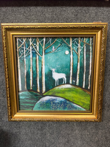 White stag 8 x 8 framed print