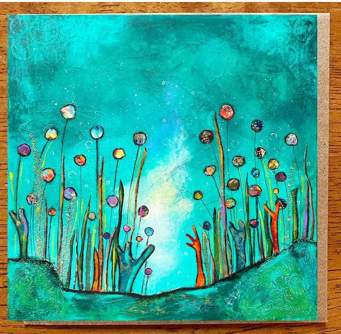 Where the Sea Blooms...5" x 5" Greeting Card