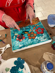 Birds and Blooms 12 x 12 ... Mixed Media Collage Workshop July 30th 6 pm