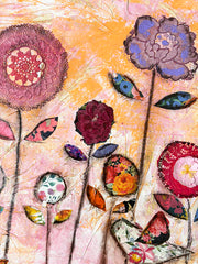 Garden Delight 36 x 36  Original Mixed media Painting and collage