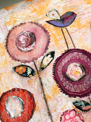 Garden Delight 36 x 36  Original Mixed media Painting and collage