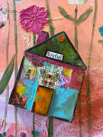 Joyful...Mixed Media House, Wall Hanging