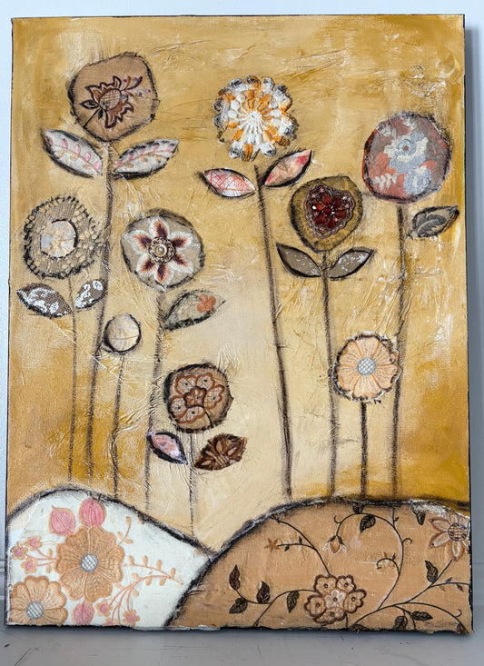 Jump for Joy  18” x 24” Original Mixed media Painting and collage