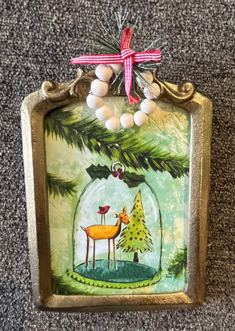 Deer in a cloche framed print