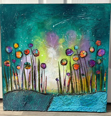 Aurora Borealis Dreamscape,24 x 24 Original Painting