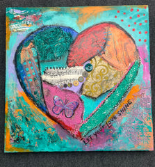 “Let your love shine”  original mixed media painting and collage
