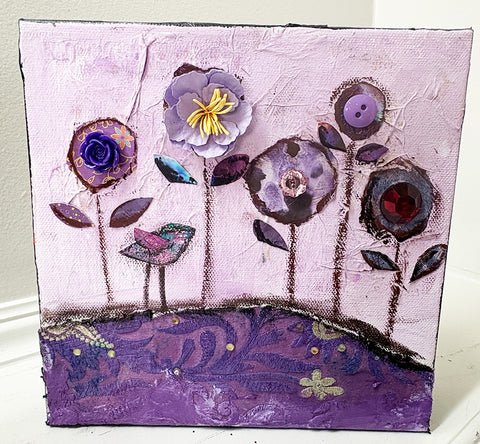 "Happy Day"  8" x 8"  Original Painting and Collage