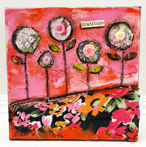 "Gratitude"  8" x 8"  Original Painting and Collage