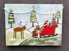 Santa's Sleigh..18" X 24" Original Mixed media Painting and collage