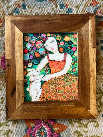 Girl with Bunny...Framed Print