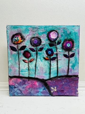 Purple Poppy Field 12”x 12" Original Painting