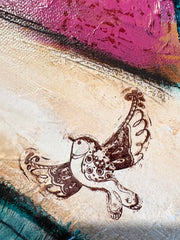 "Love is Stronger Than Hate"".. 20" x 24""..Original Mixed media Painting and collage