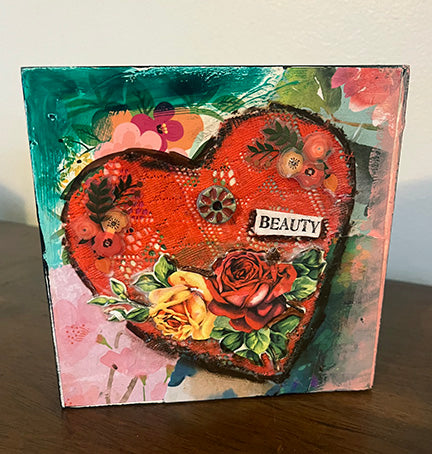 Beauty....Mini Original Painting and collage  6" x 6"
