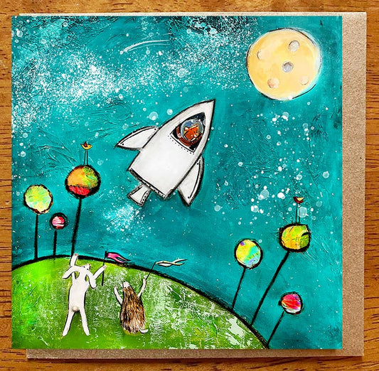 Blast Off... 5 x 5 greeting card