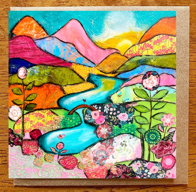 Bridge over Happy Waters..... 5 x 5 Greeting Card