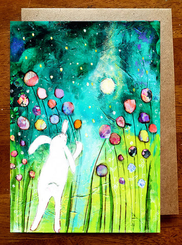 Bunny in the moonlight..... Greeting Card