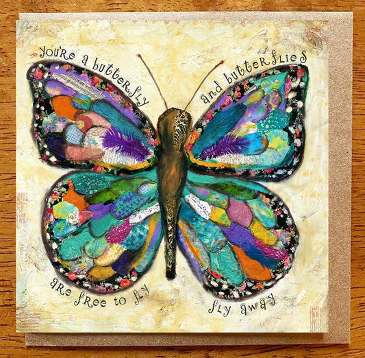 Butterflies Are free to Fly.. 5 x 5 greeting card