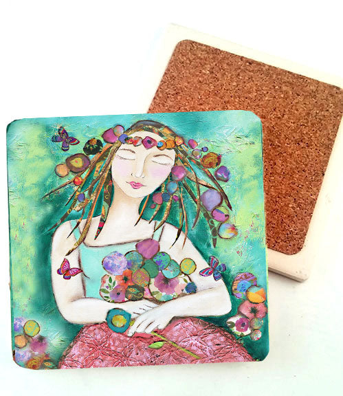 Butterfly Dreams. absorbent stone coaster