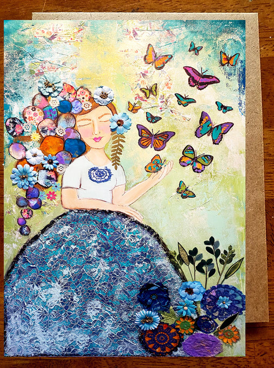 Butterfly Girl 5" x 7" Card