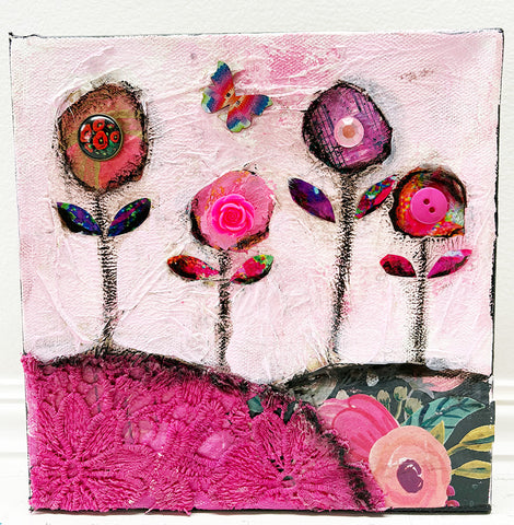 "Fly Free"  8" x 8"  Original Painting and Collage