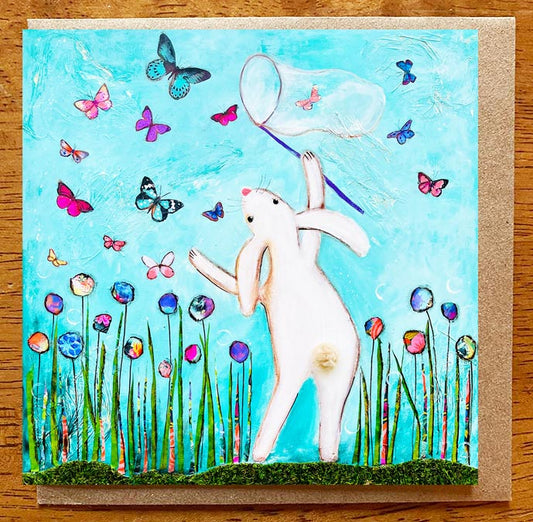 Catching Butterflies... 5 x 5 greeting card