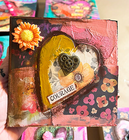 Courage.....Mini Original Painting and collage   5" x 5"