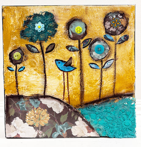 "Desert Dream" 10" x 10"  Original Painting and Collage