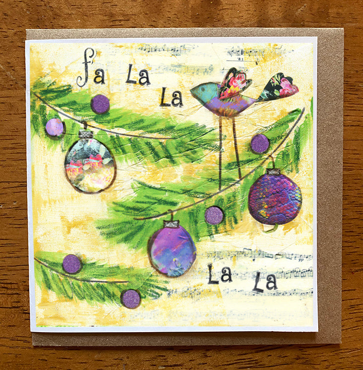 Fa La La La La  5 x 5 card with envelope