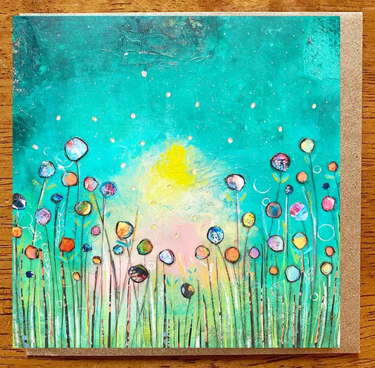 Fireflies a Blaze...5" x 5" Greeting Card
