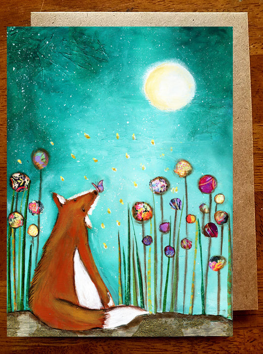 Fox in the Moonlight.... Greeting Card