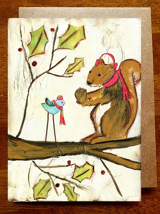 Gift Giving Squirrel ...5 x 7  Greeting card