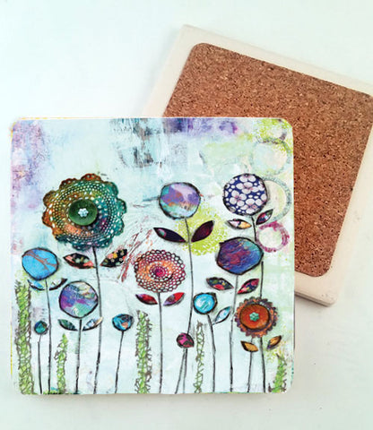 Grandmas Garden  .Absorbent Stone Coaster