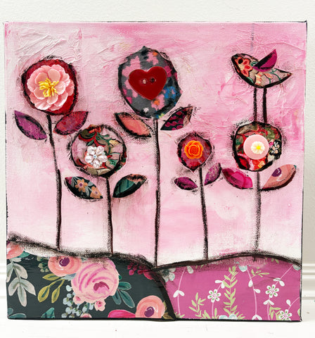 "Sweet Love"  12" x 12"  Original Painting and Collage