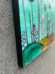 Hummingbird Meadow...Original Mixed media Painting and collage