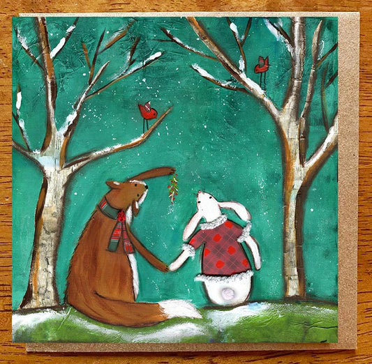 Under the Mistletoe  5 x 5 card with envelope