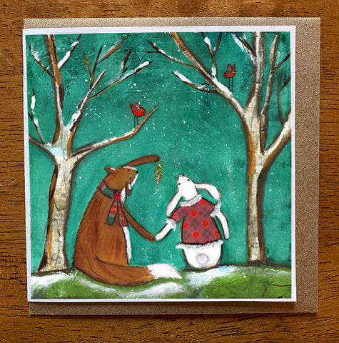 Under the Mistletoe  5 x 5 card with envelope
