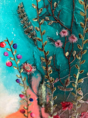 "Moon Meadow" 30 x 40..Original Mixed media Painting and collage