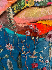 "Moon Meadow" 30 x 40..Original Mixed media Painting and collage