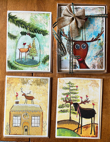 Christmas Card Box Set... Moose and Deer...Set of 8