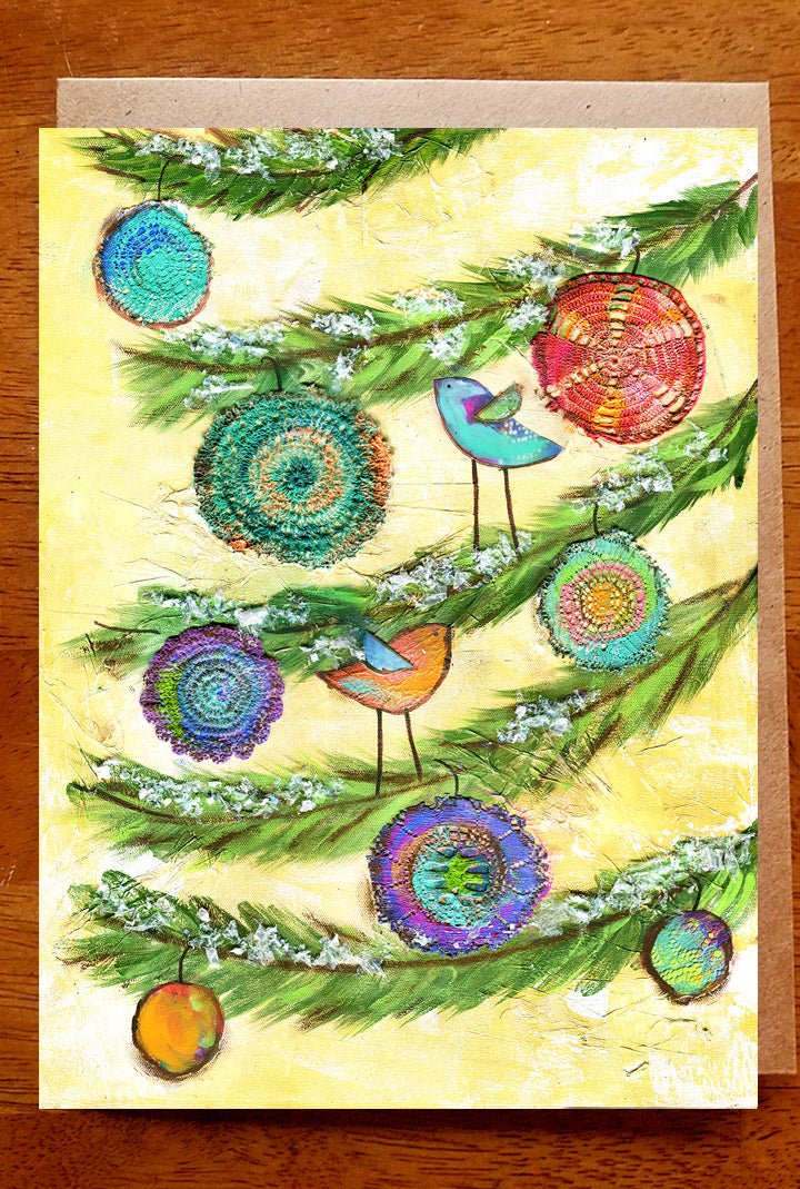 Trimming the Tree....5 x 7 Greeting Card
