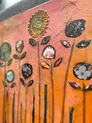 Sherbert Sunrise..Original Mixed media Painting and collage