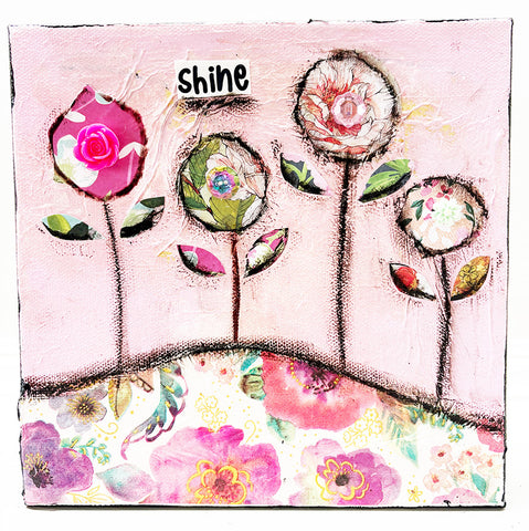 "Shine"  8" x 8"  Original Painting and Collage