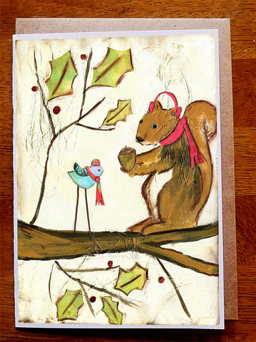 Gift Giving Squirrel 5 x 7 card with envelope