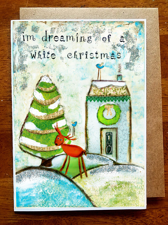 White Christmas 5 x 7 card with envelope