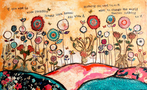 Pure Imagination  30" x 40"..Original Mixed media Painting and collage